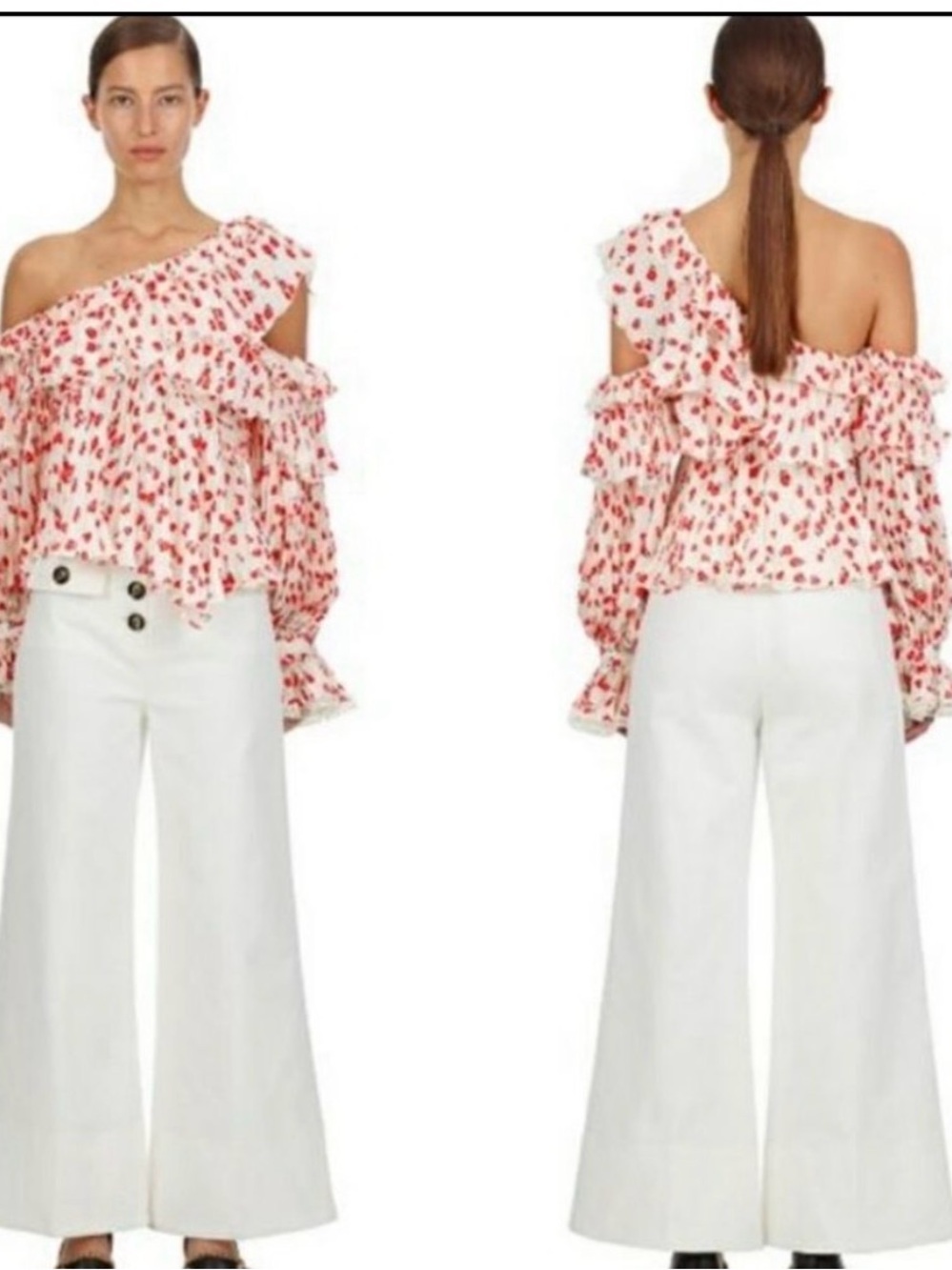 Self Portrait Printed Floral One Shoulder Top - Picture 2 of 8